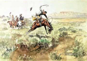 Charles Marion Russell œuvres - bronco busting 1895 Charles Marion Russell